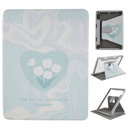 For iPad 10.2 (2019) / (2020) / (2021) PU Leather Pattern Tablet Case Stand Rotating Cover with Detachable Pencil Holder