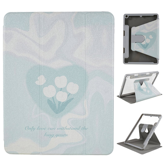 For iPad 10.2 (2019) / (2020) / (2021) PU Leather Pattern Tablet Case Stand Rotating Cover with Detachable Pencil Holder