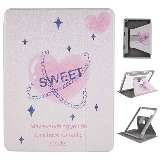 For iPad 10.2 (2019) / (2020) / (2021) PU Leather Pattern Tablet Case Stand Rotating Cover with Detachable Pencil Holder