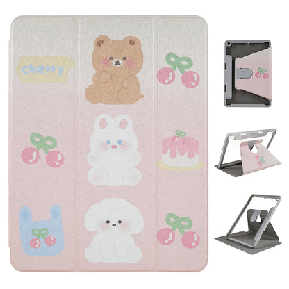 For iPad 10.2 (2019) / (2020) / (2021) PU Leather Pattern Tablet Case Stand Rotating Cover with Detachable Pencil Holder