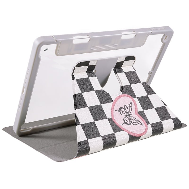 For iPad 10.2 (2019) / (2020) / (2021) PU Leather Pattern Tablet Case Stand Rotating Cover with Detachable Pencil Holder