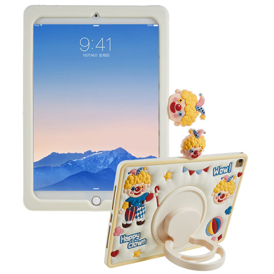 Tablet Case for iPad Air (2013) / Air 2 / iPad 9.7-inch (2017) / (2018) Rotary Kickstand Happy Clown PC+Silicone Cover