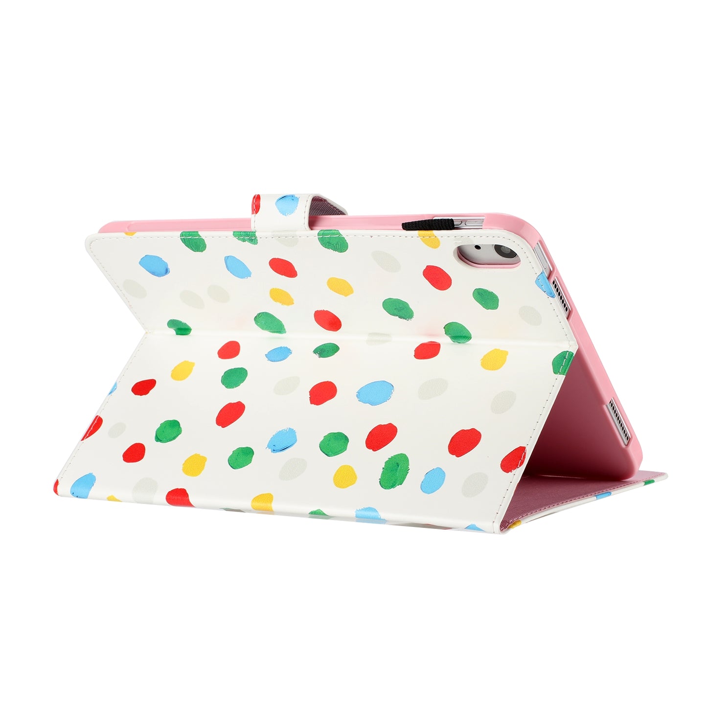 For iPad 10.9 (2022) PU Leather Tablet Cover Dots Pattern Stand Smart Cover with Card Holder