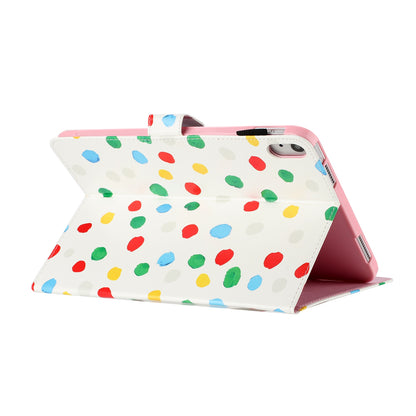 For iPad 10.9 (2022) PU Leather Tablet Cover Dots Pattern Stand Smart Cover with Card Holder