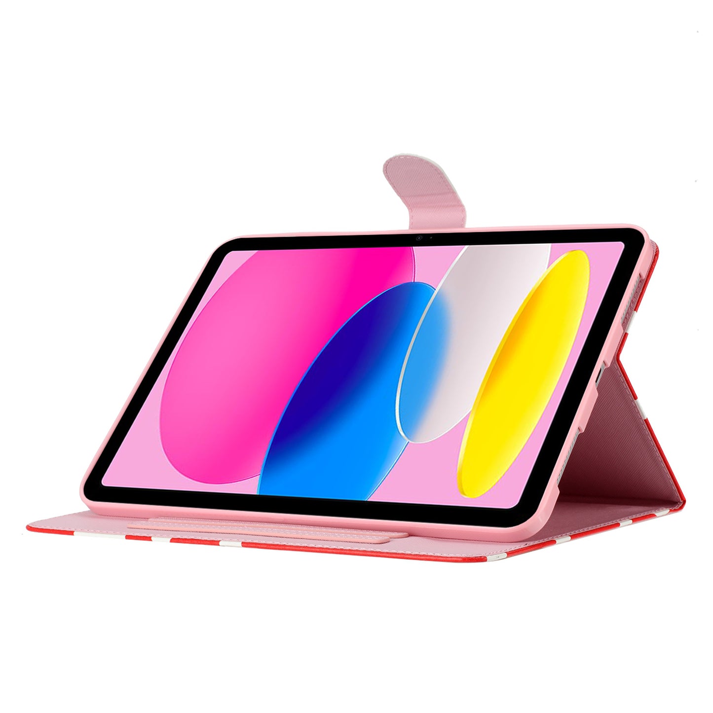 For iPad 10.9 (2022) PU Leather Tablet Cover Dots Pattern Stand Smart Cover with Card Holder