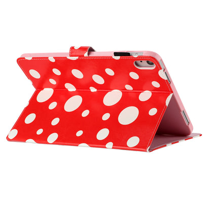 For iPad 10.9 (2022) PU Leather Tablet Cover Dots Pattern Stand Smart Cover with Card Holder