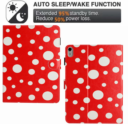 For iPad 10.9 (2022) PU Leather Tablet Cover Dots Pattern Stand Smart Cover with Card Holder