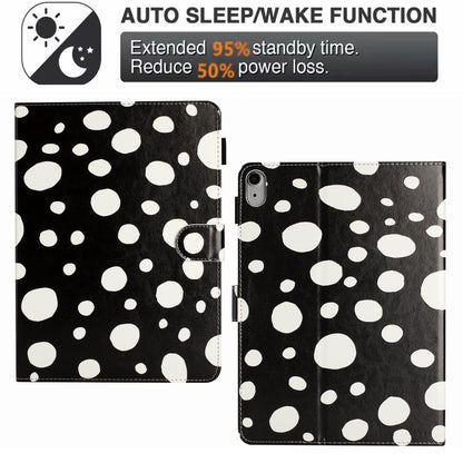 For iPad 10.9 (2022) PU Leather Tablet Cover Dots Pattern Stand Smart Cover with Card Holder