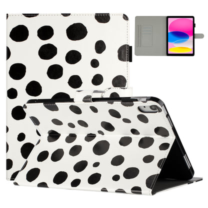 For iPad 10.9 (2022) PU Leather Tablet Cover Dots Pattern Stand Smart Cover with Card Holder