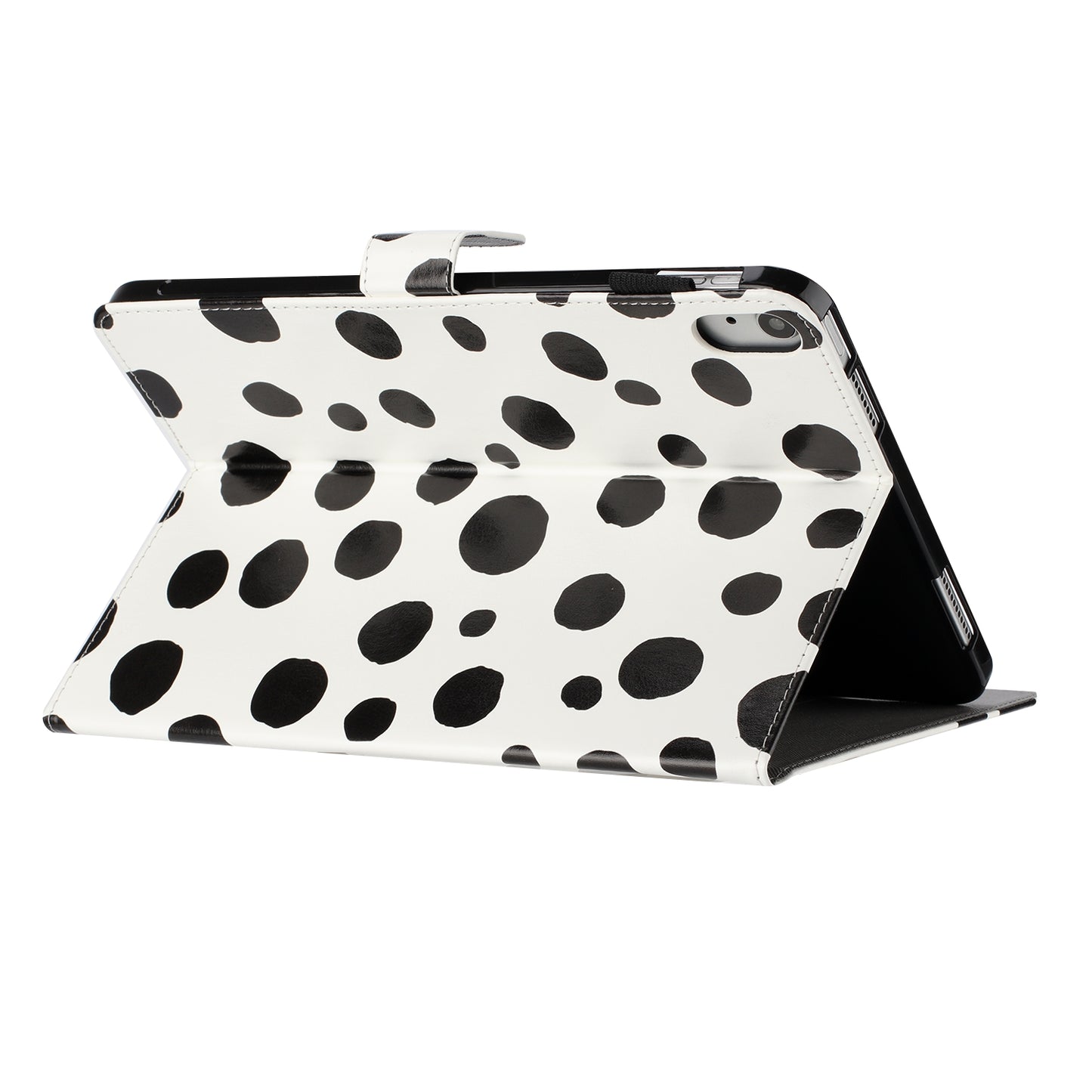 For iPad 10.9 (2022) PU Leather Tablet Cover Dots Pattern Stand Smart Cover with Card Holder