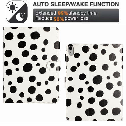 For iPad 10.9 (2022) PU Leather Tablet Cover Dots Pattern Stand Smart Cover with Card Holder