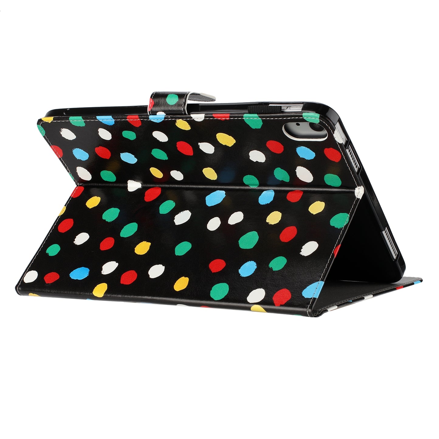 For iPad 10.9 (2022) PU Leather Tablet Cover Dots Pattern Stand Smart Cover with Card Holder