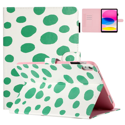 For iPad 10.9 (2022) PU Leather Tablet Cover Dots Pattern Stand Smart Cover with Card Holder