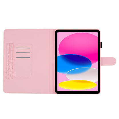 For iPad 10.9 (2022) PU Leather Tablet Cover Dots Pattern Stand Smart Cover with Card Holder