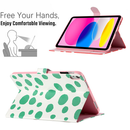 For iPad 10.9 (2022) PU Leather Tablet Cover Dots Pattern Stand Smart Cover with Card Holder