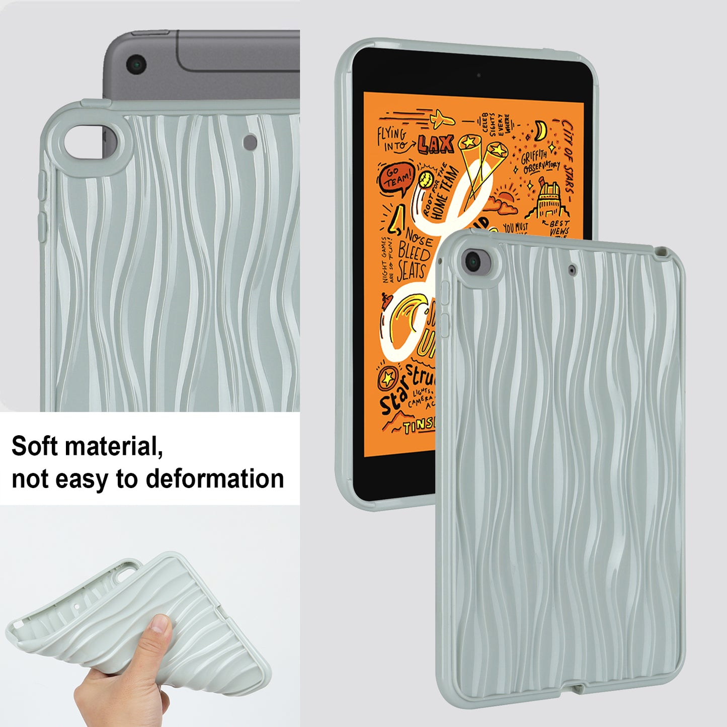 For iPad mini (2019) 7.9 inch / mini 4 Anti-drop Tablet Case Soft TPU Wave Texture Tablet Cover