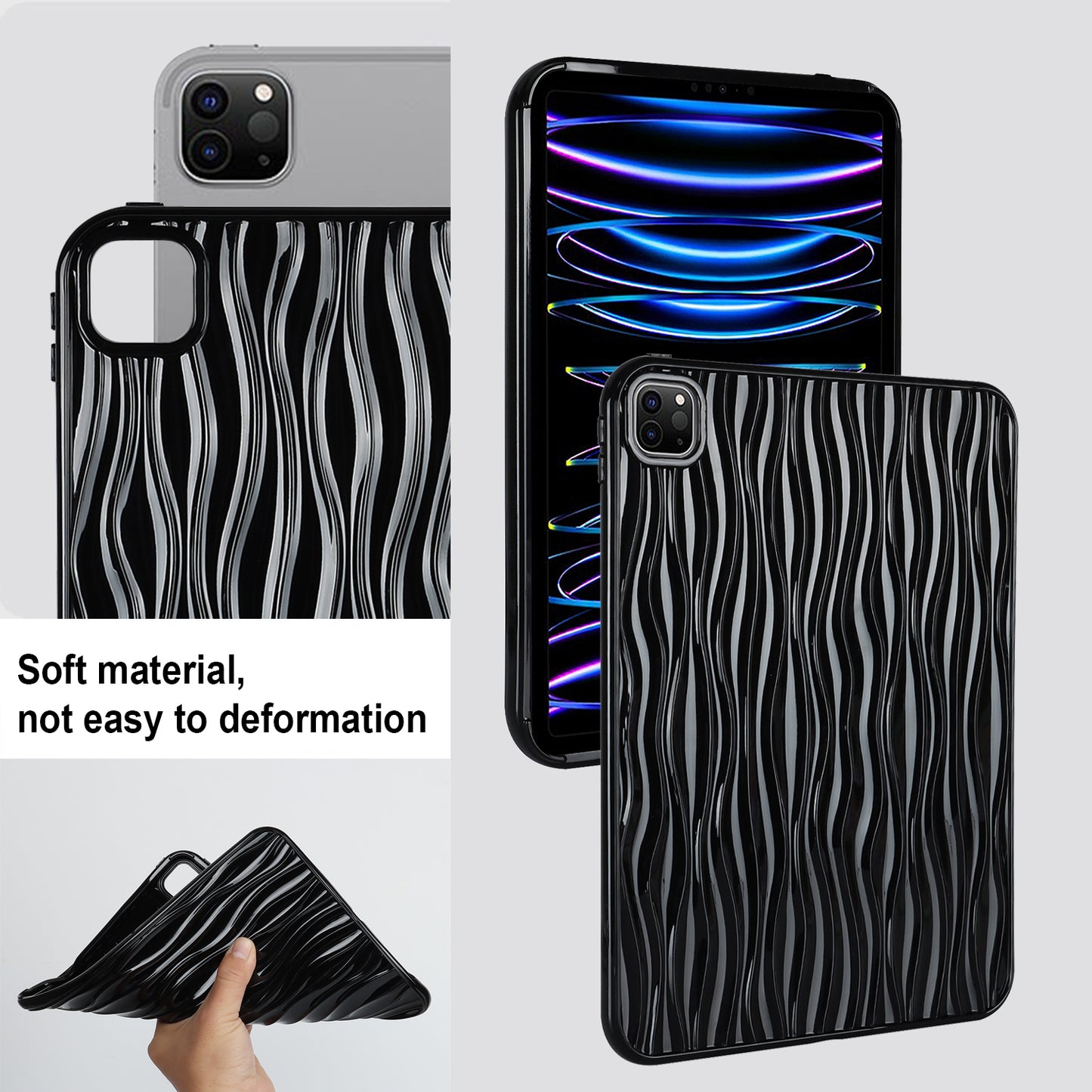 For iPad Pro 11 (2020) / (2021) / (2022) Soft TPU Tablet Case Wave Texture Anti-scratch Tablet Cover