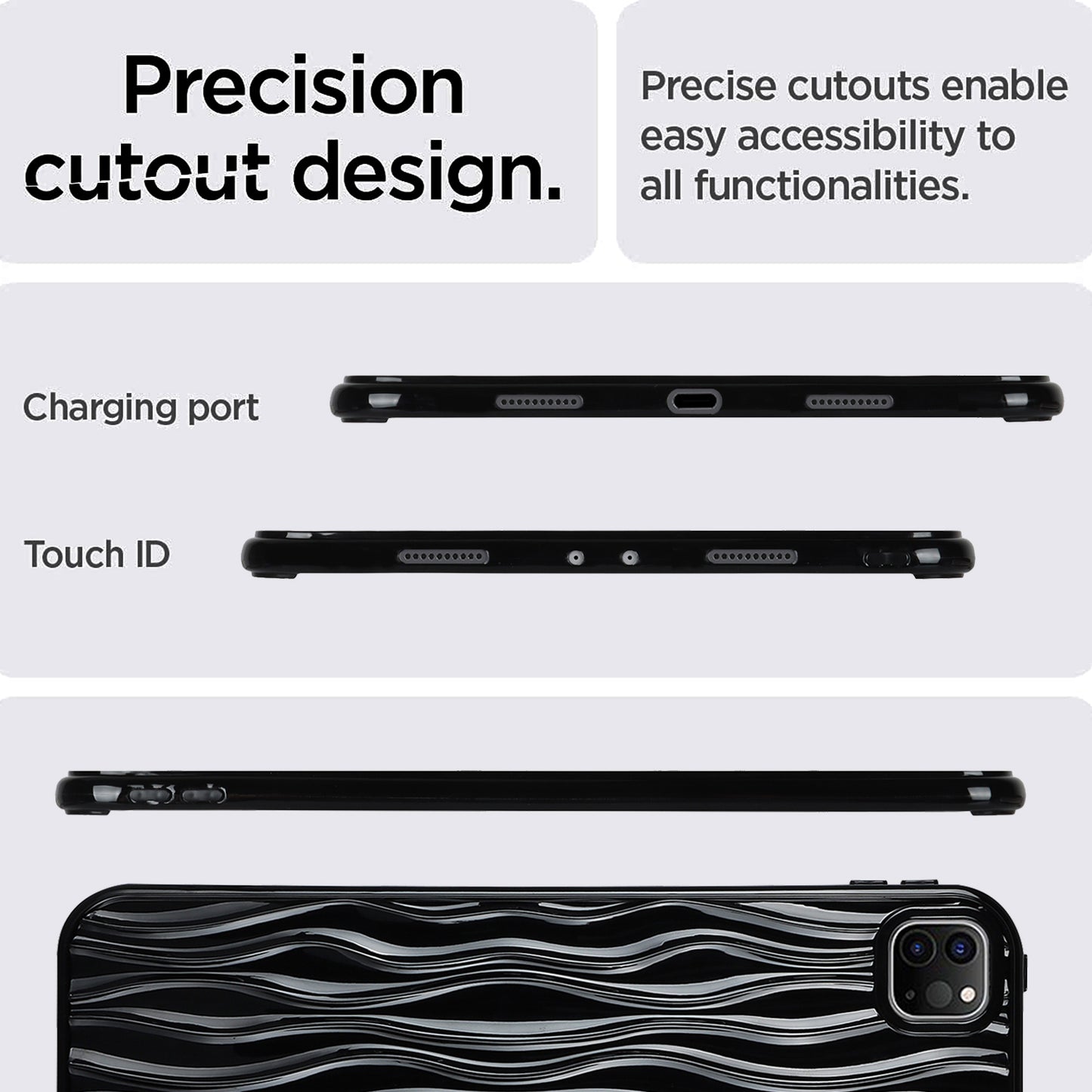For iPad Pro 11 (2020) / (2021) / (2022) Soft TPU Tablet Case Wave Texture Anti-scratch Tablet Cover