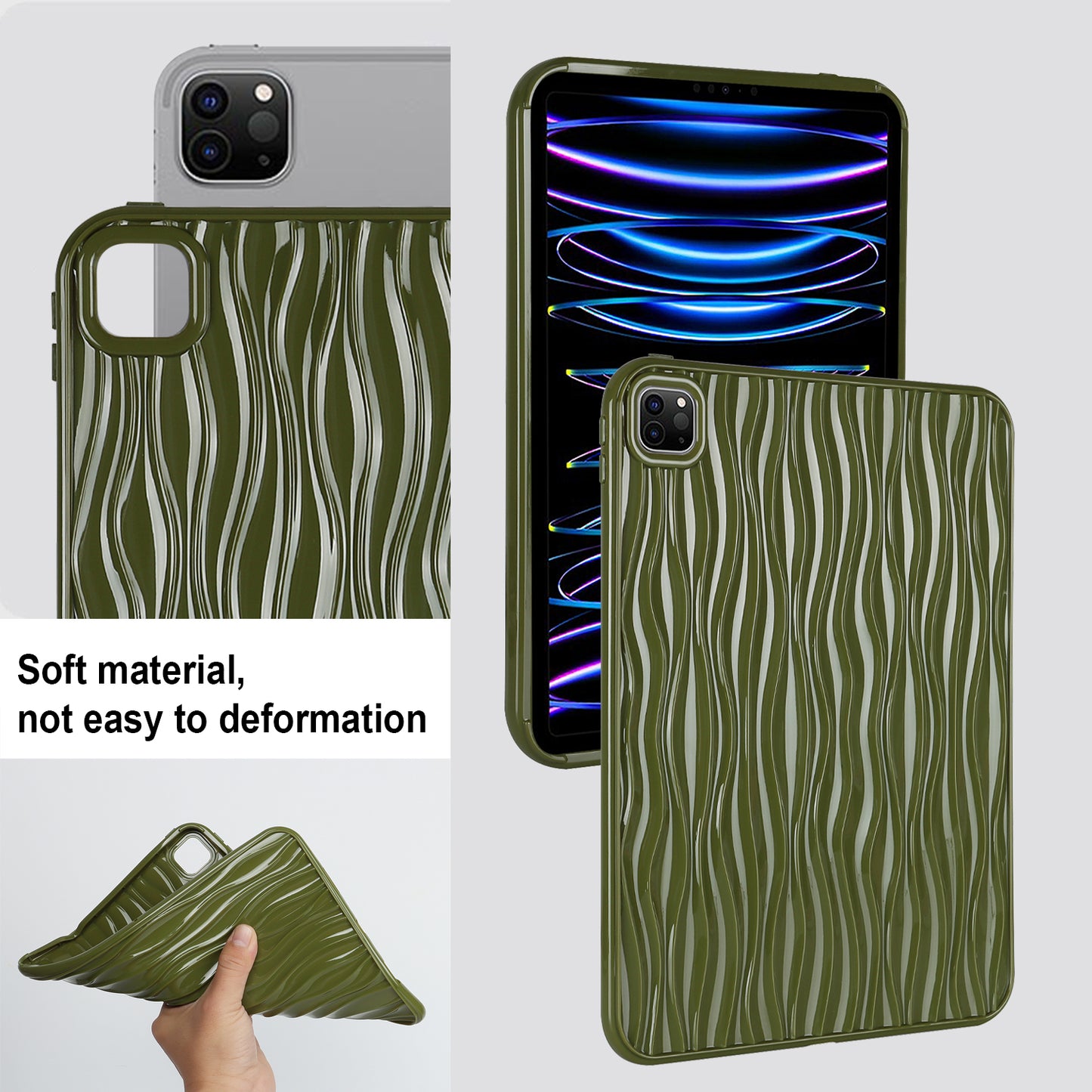 For iPad Pro 11 (2020) / (2021) / (2022) Soft TPU Tablet Case Wave Texture Anti-scratch Tablet Cover