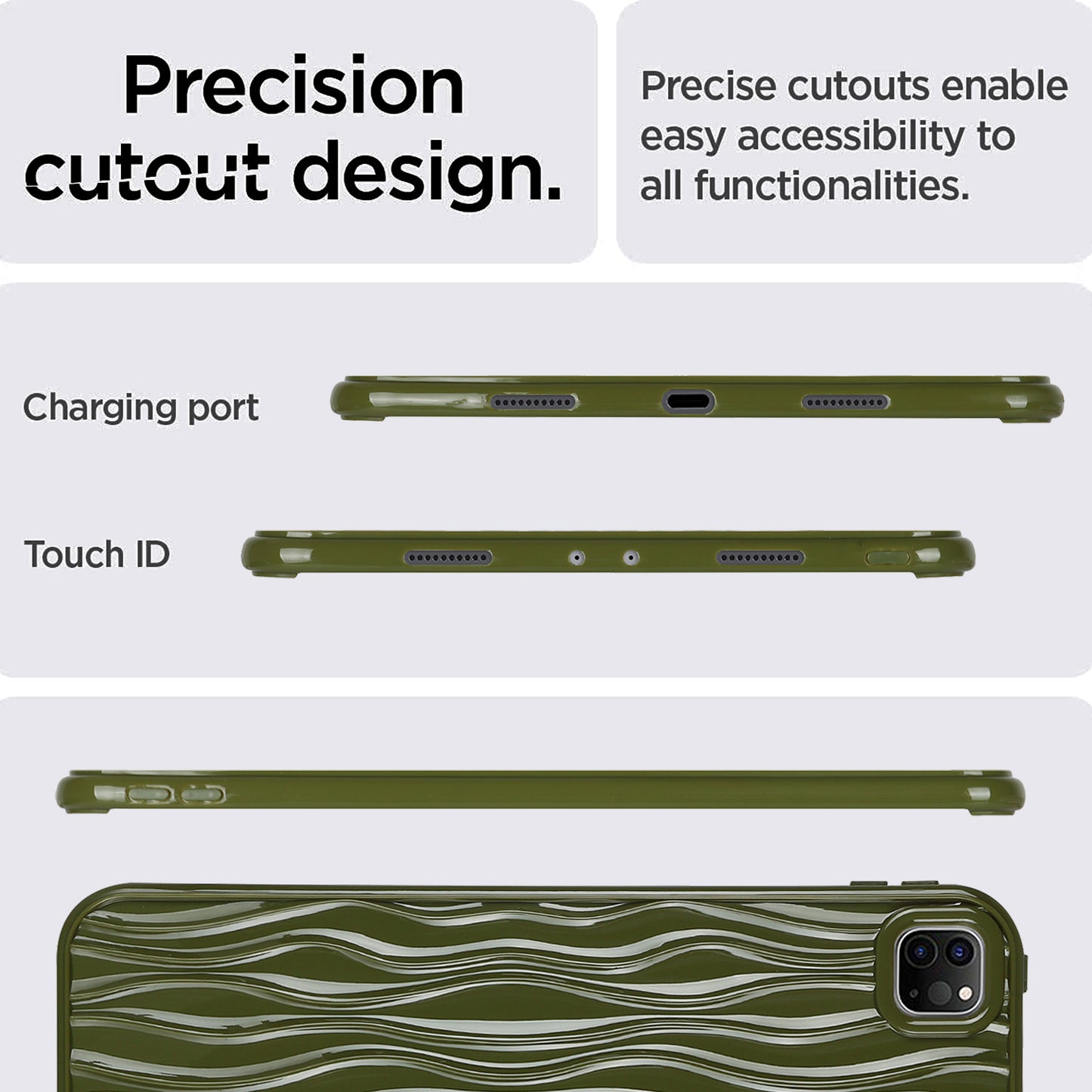 For iPad Pro 11 (2020) / (2021) / (2022) Soft TPU Tablet Case Wave Texture Anti-scratch Tablet Cover