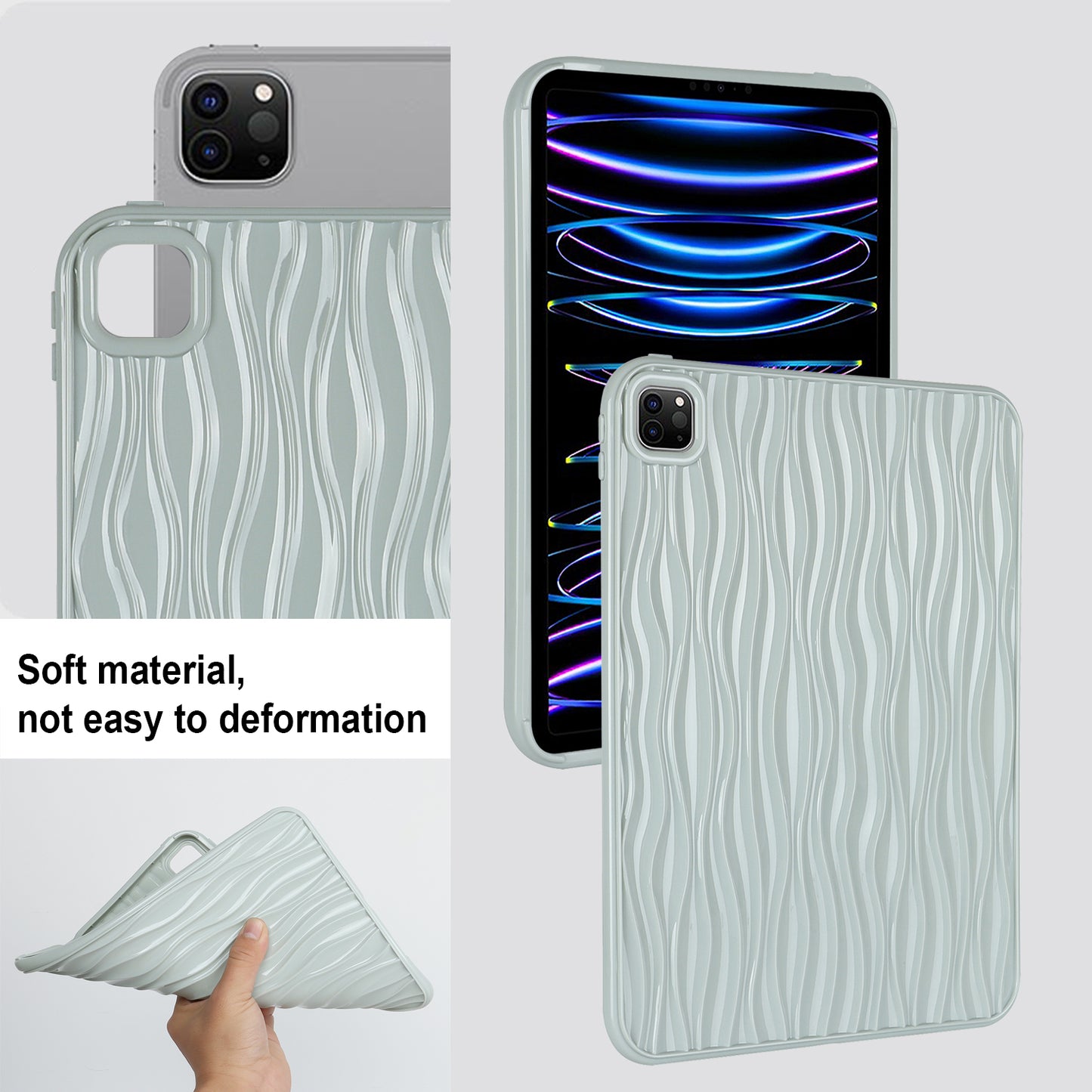 For iPad Pro 11 (2020) / (2021) / (2022) Soft TPU Tablet Case Wave Texture Anti-scratch Tablet Cover