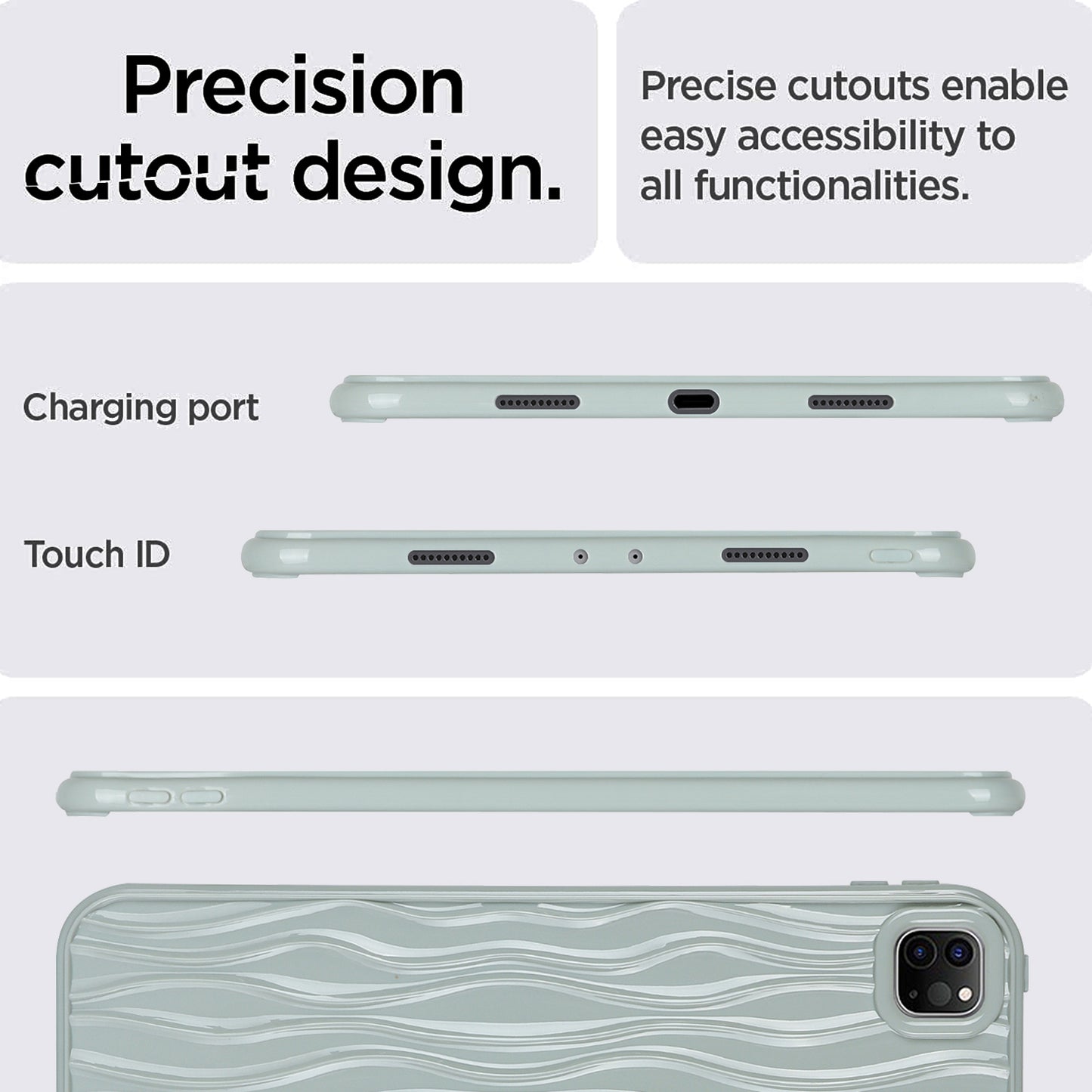 For iPad Pro 11 (2020) / (2021) / (2022) Soft TPU Tablet Case Wave Texture Anti-scratch Tablet Cover