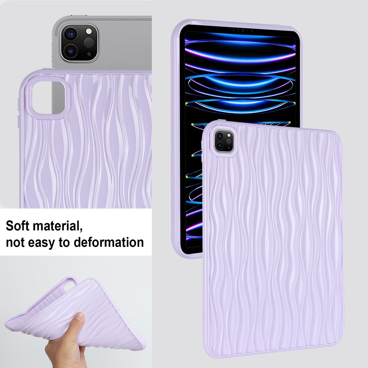 For iPad Pro 11 (2020) / (2021) / (2022) Soft TPU Tablet Case Wave Texture Anti-scratch Tablet Cover