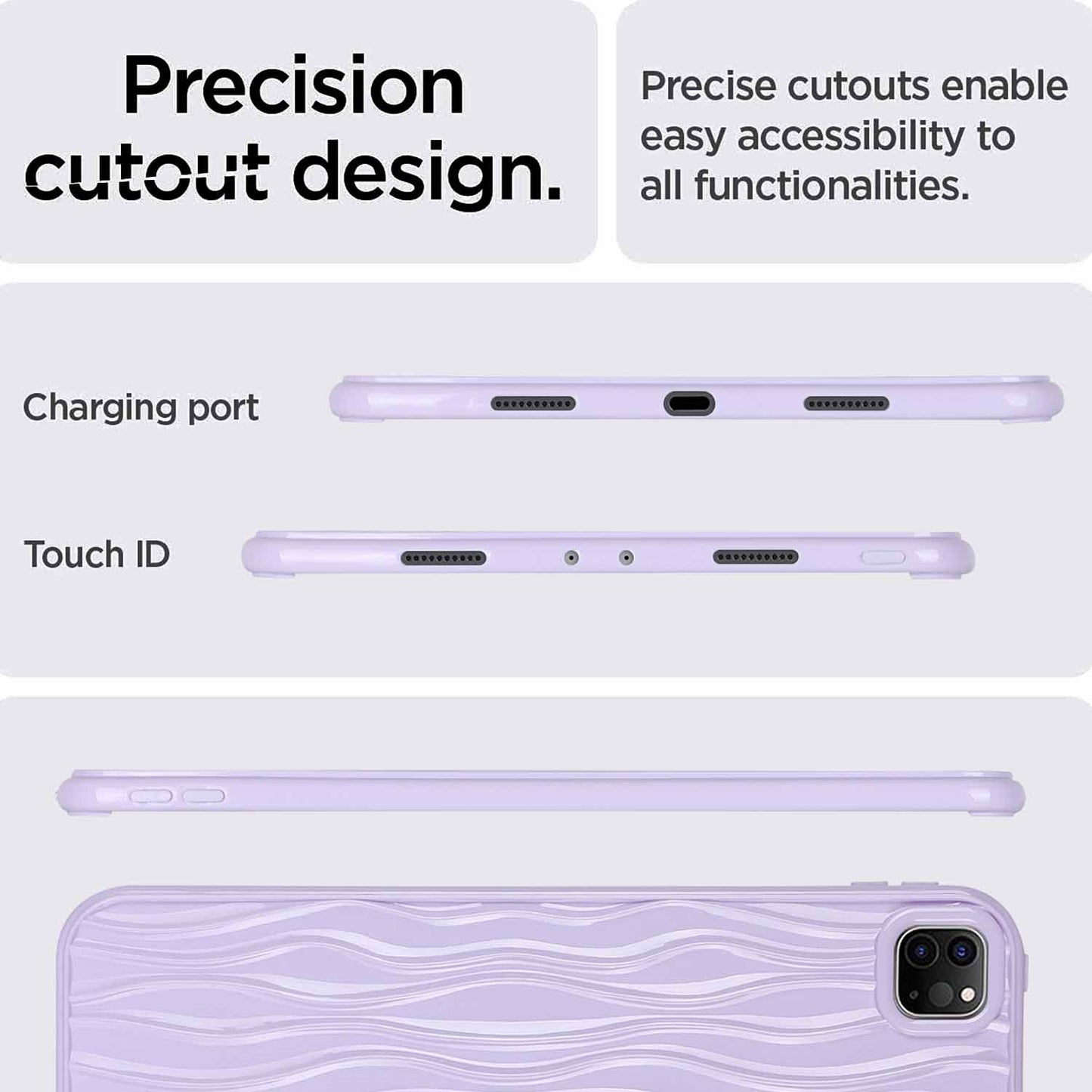 For iPad Pro 11 (2020) / (2021) / (2022) Soft TPU Tablet Case Wave Texture Anti-scratch Tablet Cover