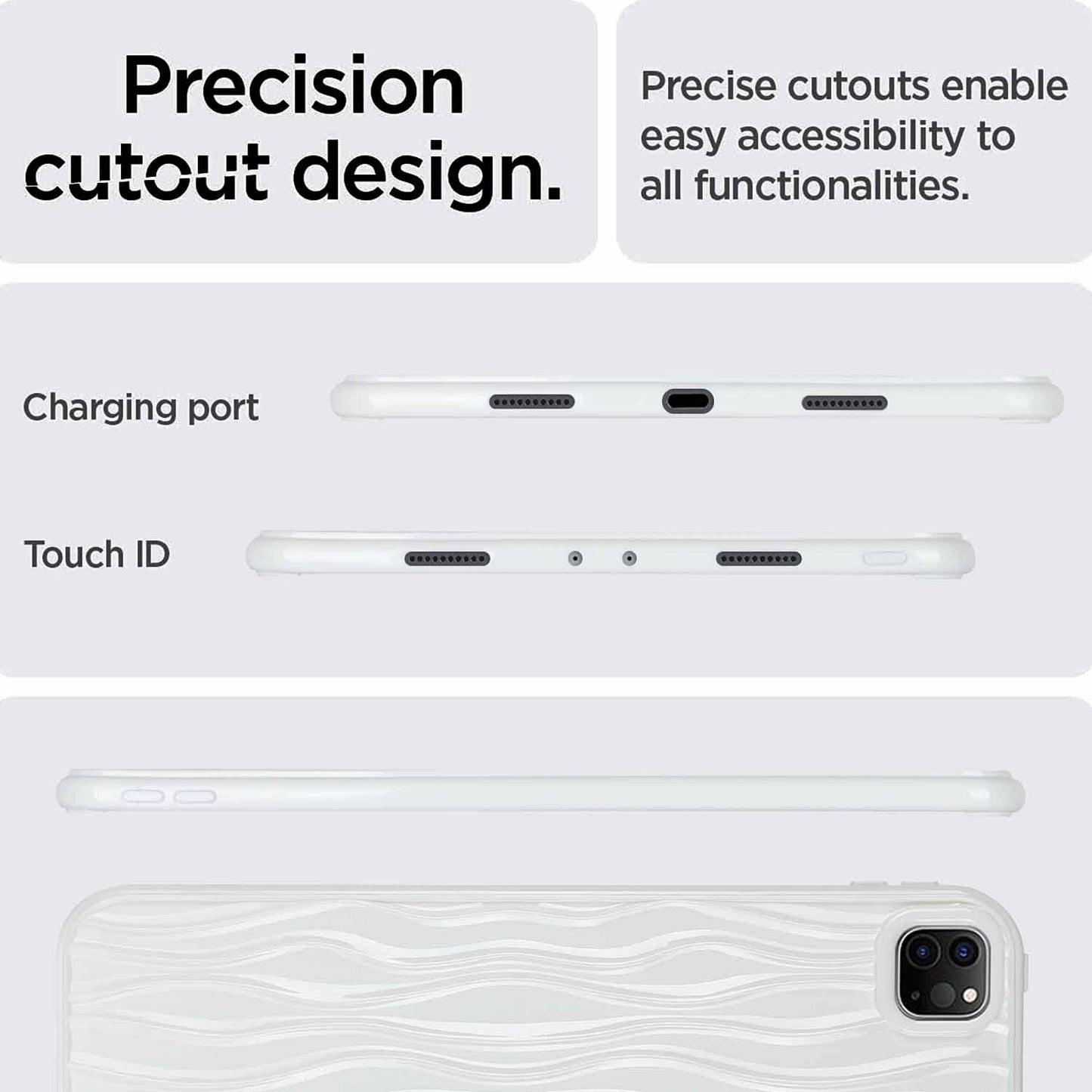 For iPad Pro 11 (2020) / (2021) / (2022) Soft TPU Tablet Case Wave Texture Anti-scratch Tablet Cover