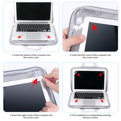 13-14 inch Laptop Handbag Waterproof Oxford Cloth Notebook PC Protective Sleeve with Small Detachable Bag