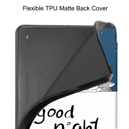 For Kobo Elipsa 2E Origami Stand Case PU Leather Pattern Printing Ebook Reader Cover with Auto Wake / Sleep