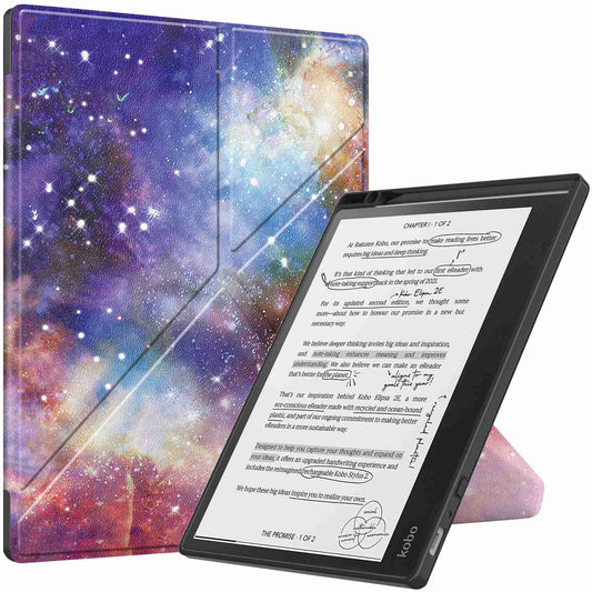 For Kobo Elipsa 2E Origami Stand Case PU Leather Pattern Printing Ebook Reader Cover with Auto Wake / Sleep