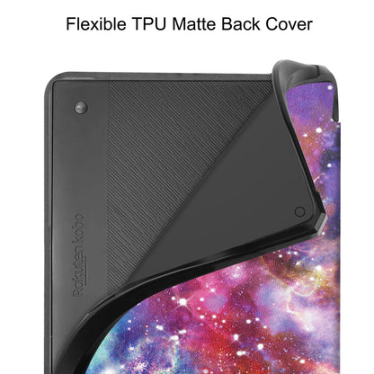 For Kobo Elipsa 2E Origami Stand Case PU Leather Pattern Printing Ebook Reader Cover with Auto Wake / Sleep