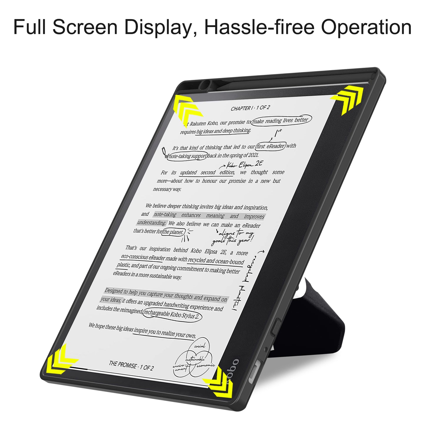 For Kobo Elipsa 2E Origami Stand Case PU Leather Pattern Printing Ebook Reader Cover with Auto Wake / Sleep