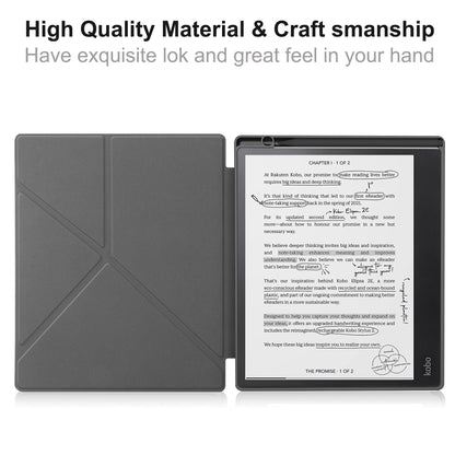 For Kobo Elipsa 2E Origami Stand Case PU Leather Pattern Printing Ebook Reader Cover with Auto Wake / Sleep