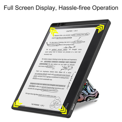 For Kobo Elipsa 2E Origami Stand Case PU Leather Pattern Printing Ebook Reader Cover with Auto Wake / Sleep