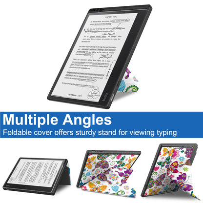 For Kobo Elipsa 2E Origami Stand Case PU Leather Pattern Printing Ebook Reader Cover with Auto Wake / Sleep