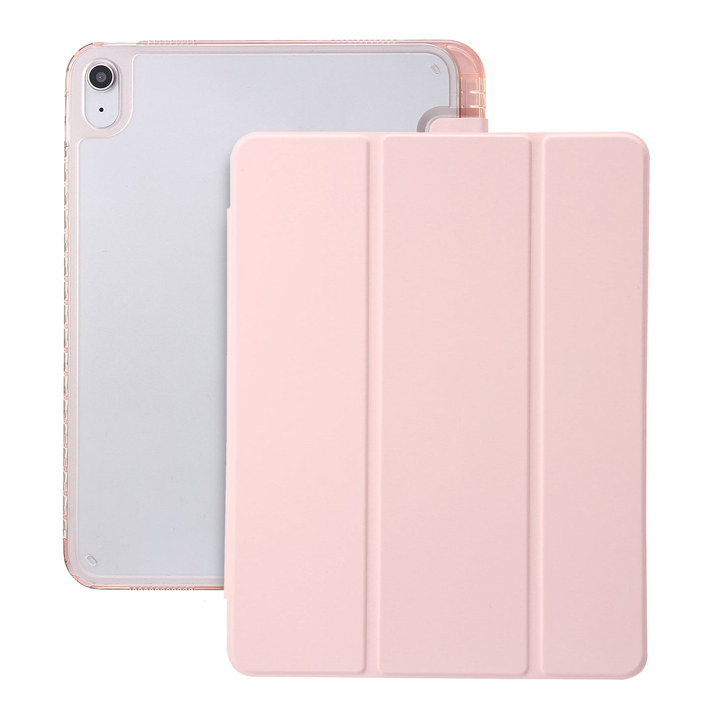 For iPad 10.9 (2022) Tri-fold Stand Smart Case PU Leather Transparent Acrylic+TPU Tablet Cover