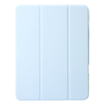 For iPad 10.9 (2022) Tri-fold Stand Smart Case PU Leather Transparent Acrylic+TPU Tablet Cover