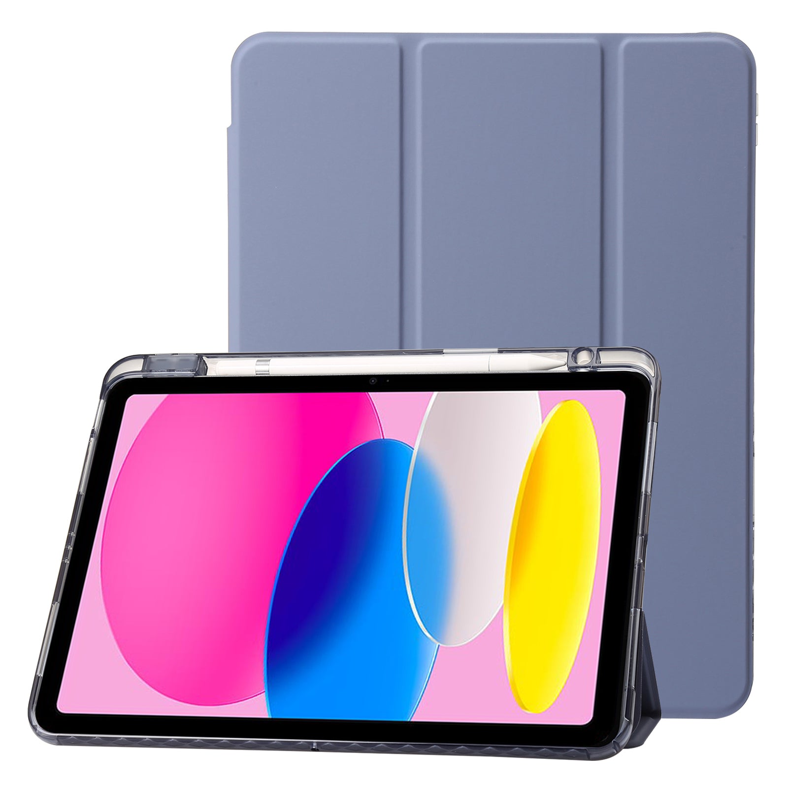 For iPad 10.9 (2022) Tri-fold Stand Smart Case PU Leather Transparent Acrylic+TPU Tablet Cover