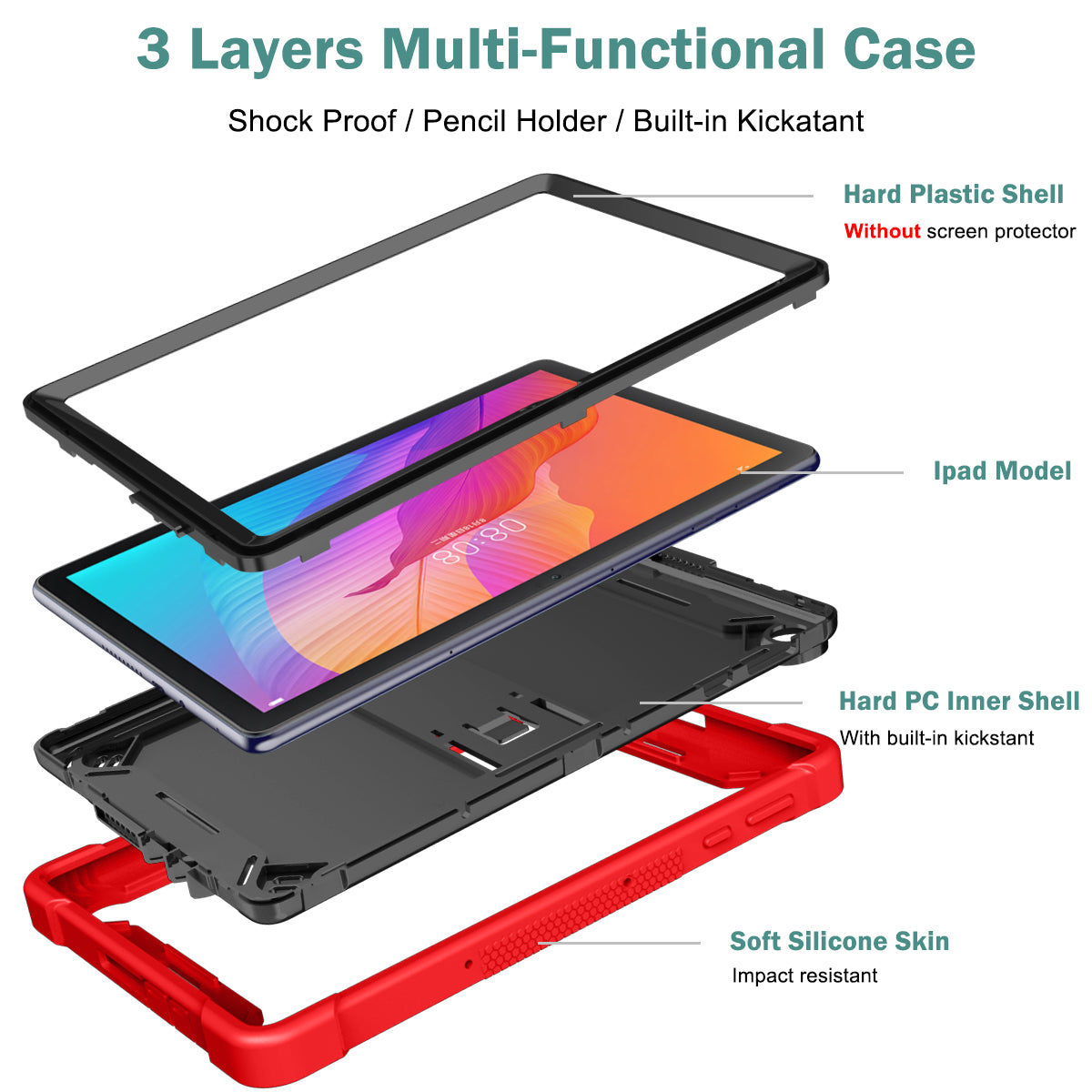 For Huawei MatePad T 10S 10.1 inch / T 10 9.7 inch Shockproof Tablet Shell Kickstand Silicone + PC Dustproof Cover Case