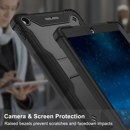For iPad 9.7-inch (2017) / (2018) Tablet Case 3-in-1 Heavy Duty Silicone + PC Kickstand Cover