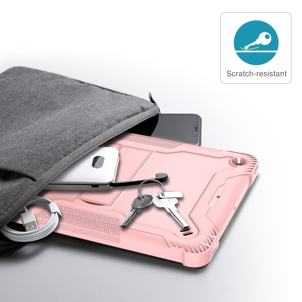 For iPad 9.7-inch (2017) / (2018) Tablet Case 3-in-1 Heavy Duty Silicone + PC Kickstand Cover