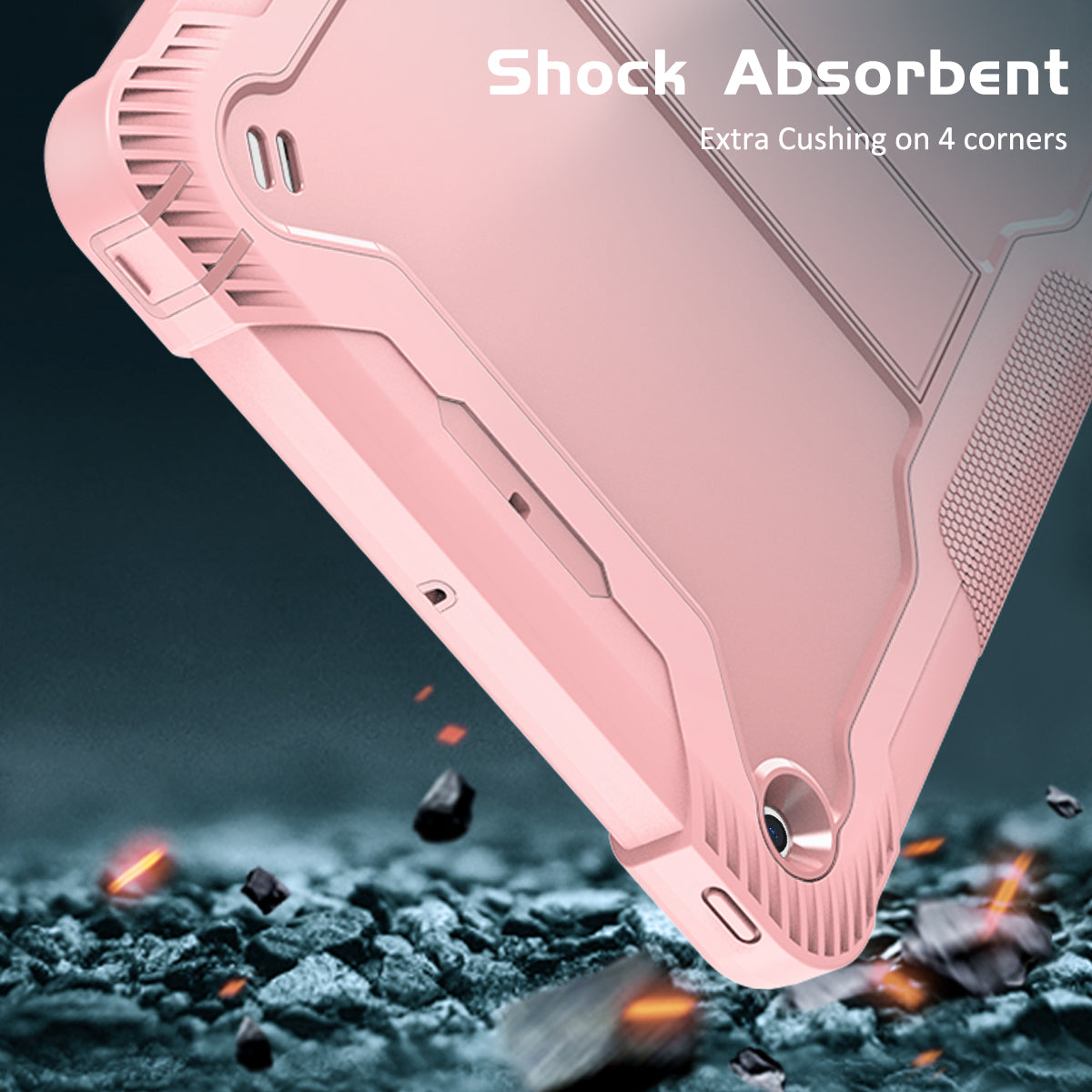 For iPad 9.7-inch (2017) / (2018) Tablet Case 3-in-1 Heavy Duty Silicone + PC Kickstand Cover