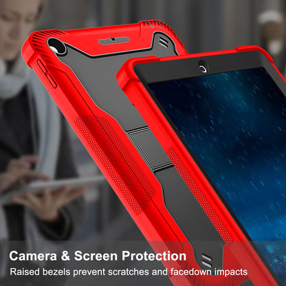 For iPad 9.7-inch (2017) / (2018) Tablet Case 3-in-1 Heavy Duty Silicone + PC Kickstand Cover