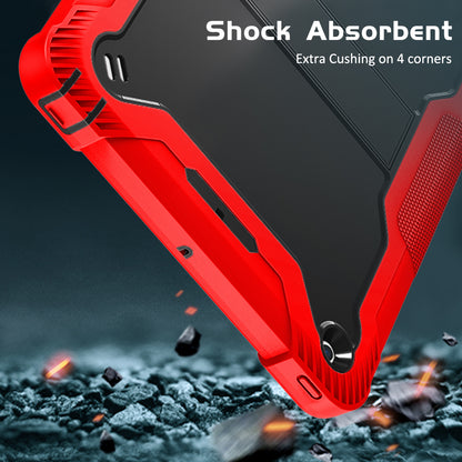 For iPad 9.7-inch (2017) / (2018) Tablet Case 3-in-1 Heavy Duty Silicone + PC Kickstand Cover