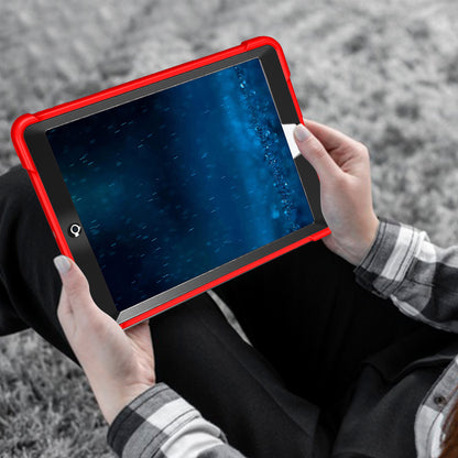 For iPad 9.7-inch (2017) / (2018) Tablet Case 3-in-1 Heavy Duty Silicone + PC Kickstand Cover