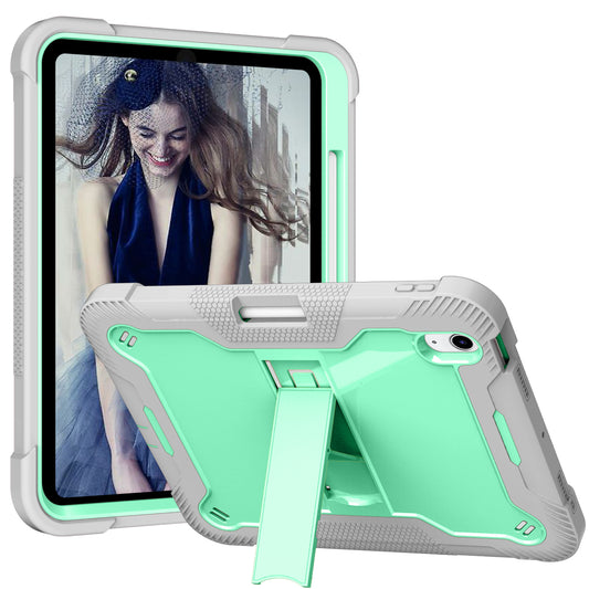 For iPad 10.9 (2022) Tablet Cover Armor Defender Silicone + PC Kickstand Case with Pencil Holder