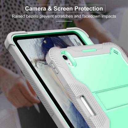 For iPad 10.9 (2022) Tablet Cover Armor Defender Silicone + PC Kickstand Case with Pencil Holder