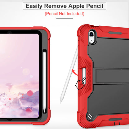 For iPad 10.9 (2022) Tablet Cover Armor Defender Silicone + PC Kickstand Case with Pencil Holder